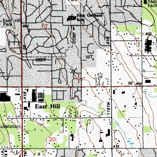 Topographic Map of Lutheran Church of the Cross, WA