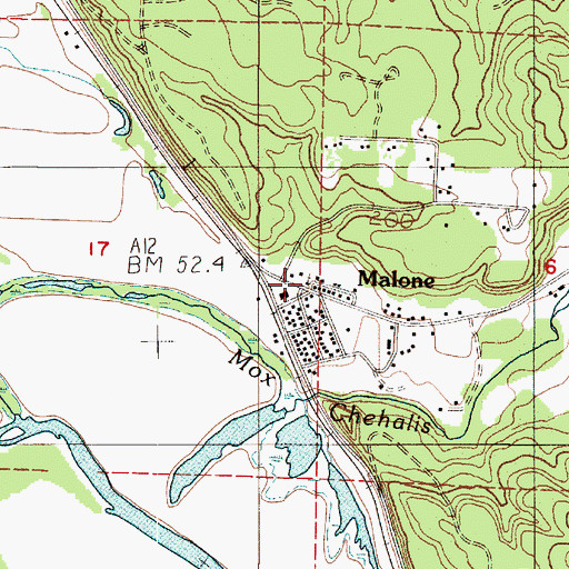 Topographic Map of Malone Assembly of God Church, WA