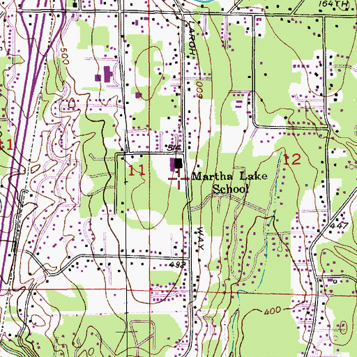 Topographic Map of First Baptist Church of Martha Lake, WA