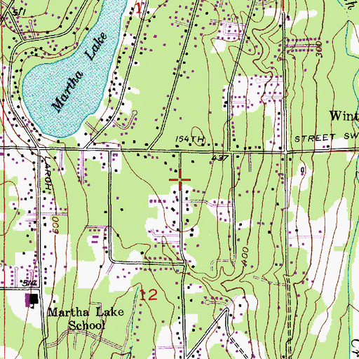 Topographic Map of Mill Creek Community Church, WA