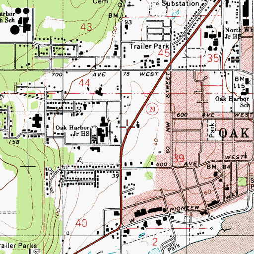 Topographic Map of Oak Harbor Seventh Day Adventist Church, WA