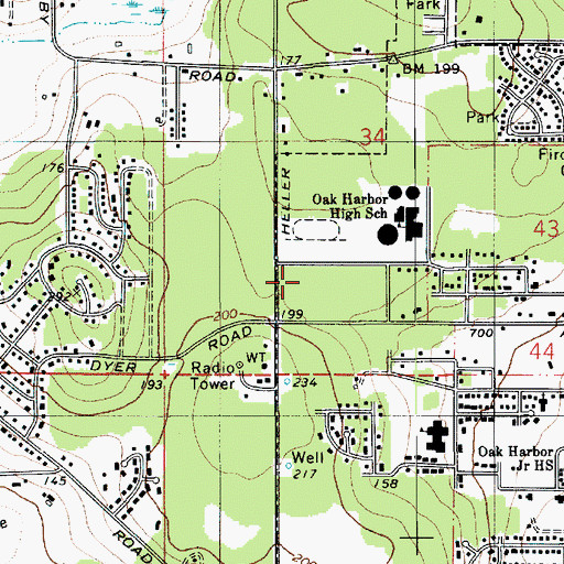 Topographic Map of Oak Harbor Lutheran Church, WA