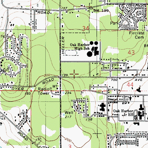 Topographic Map of Oak Harbor Church of the Nazarene, WA