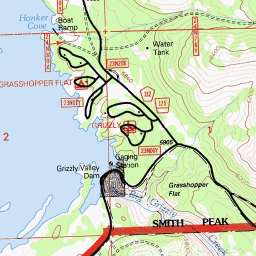 Topographic Map of Grizzly Campground, CA