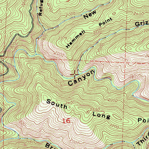 Topographic Map of Grizzly Canyon, CA