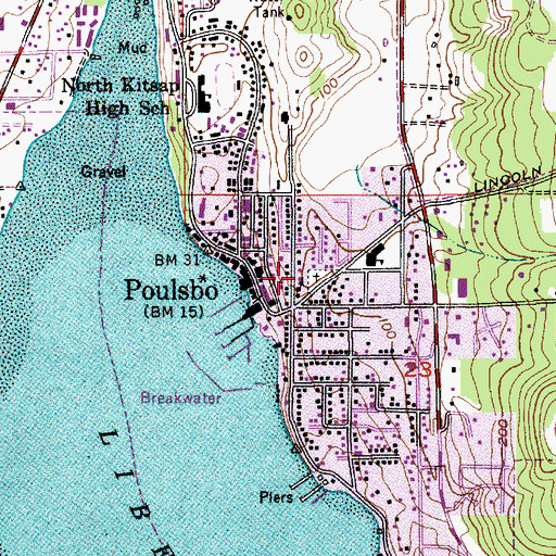 Topographic Map of First Lutheran Church of Poulsbo, WA