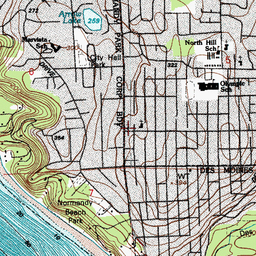 Topographic Map of Resurrection Lutheran Church, WA