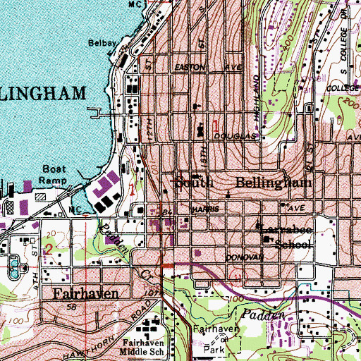 Topographic Map of Sacred Heart Catholic Church, WA