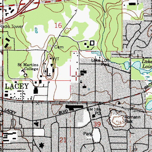 Topographic Map of Sacred Heart Catholic Church, WA
