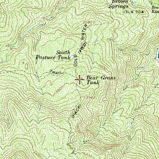 Topographic Map of Bear Grass Tank, AZ