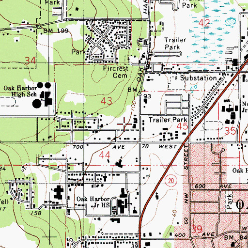 Topographic Map of Saint Augustine's Catholic Church, WA
