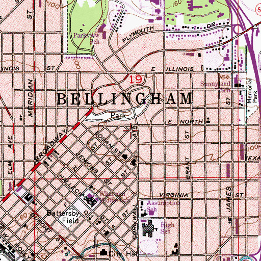Topographic Map of Saint John's Lutheran Church, WA
