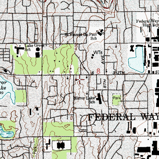 Topographic Map of Saint Lukes Church, WA