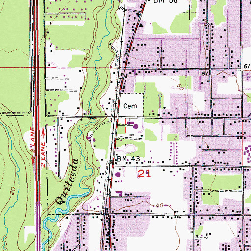 Topographic Map of Saint Mary's Catholic Church, WA