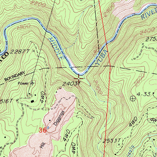 Topographic Map of Grizzly Creek, CA