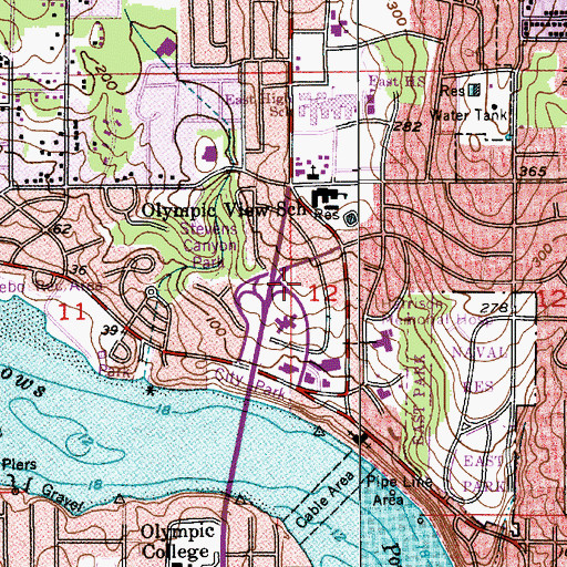 Topographic Map of Saint Paul's Episcopal Church, WA