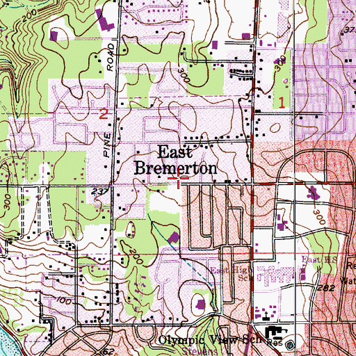 Topographic Map of Sylvan Way Baptist Church, WA