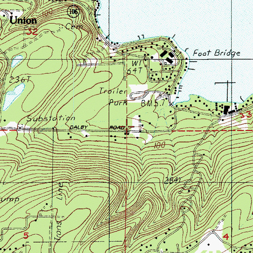 Topographic Map of New Community Church of Union, WA