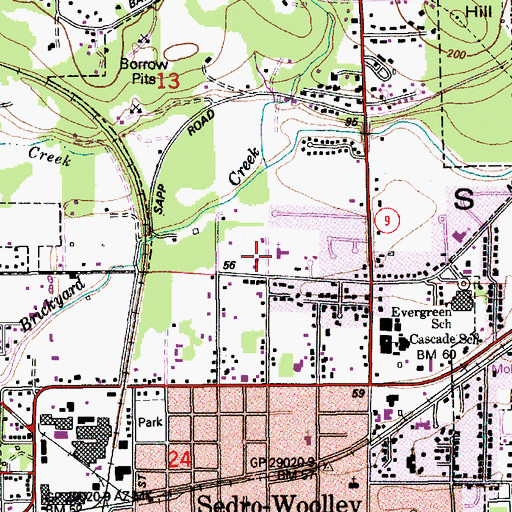 Topographic Map of Valley Baptist Church, WA