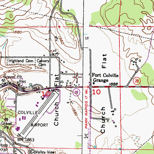 Topographic Map of Vineyard Christian Fellowship Church, WA