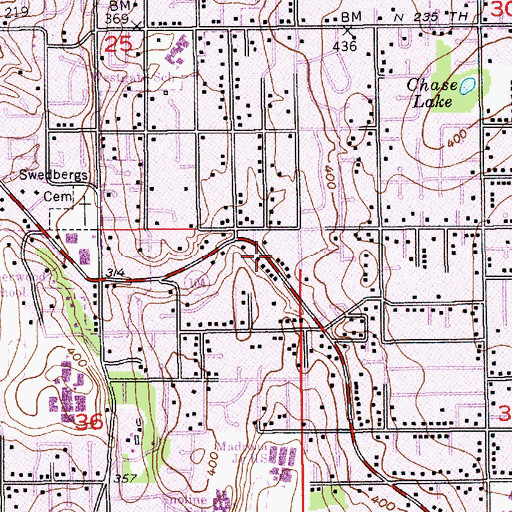 Topographic Map of Westgate Chapel, WA