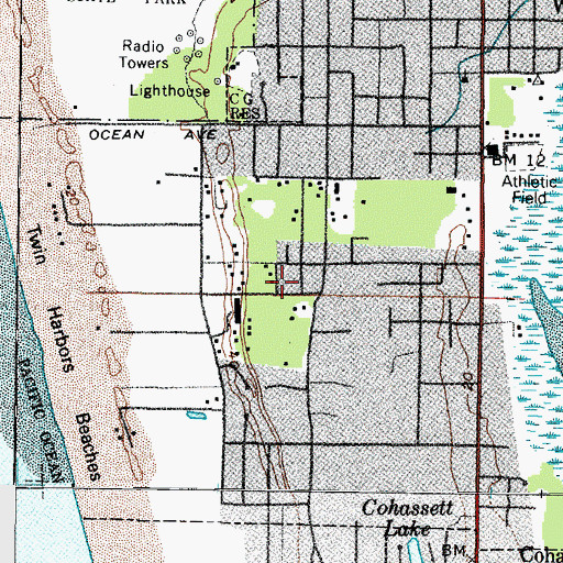 Topographic Map of Twin Harbor Baptist Church, WA