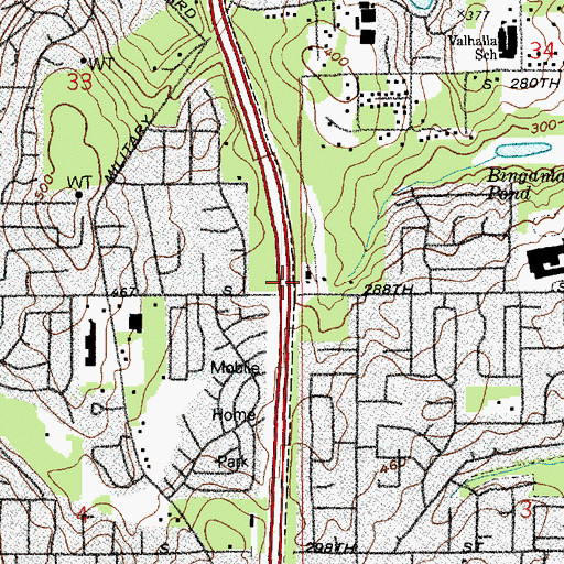Topographic Map of West Valley Community Church, WA