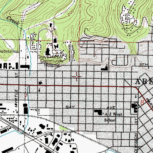 Topographic Map of Aberdeen Cornerstone Community Church, WA