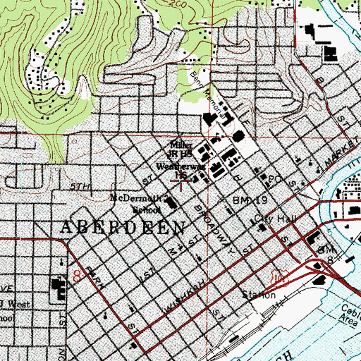 Topographic Map of First Presbyterian Church, WA