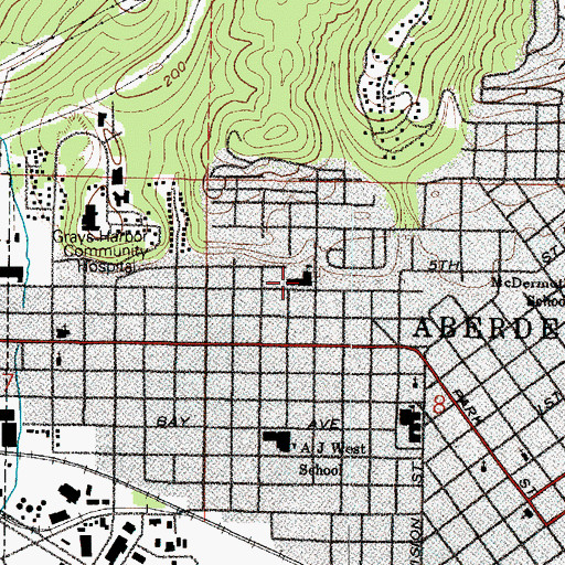 Topographic Map of Harbor City Church, WA