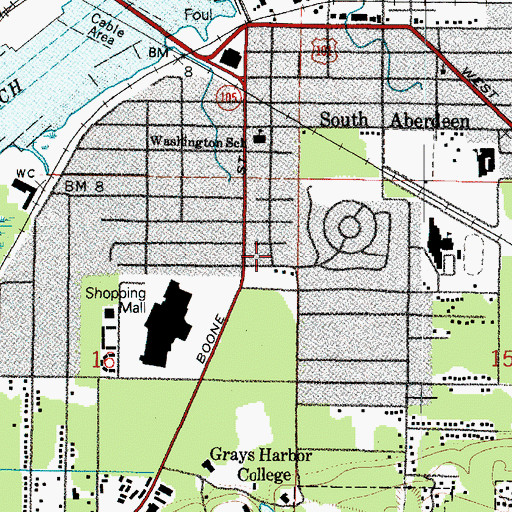 Topographic Map of South Aberdeen Baptist Church, WA