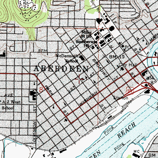 Topographic Map of United Christian Church, WA