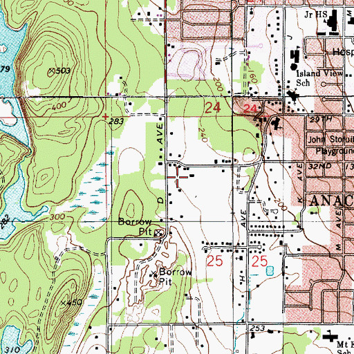 Topographic Map of Church of Christ Fidalgo Island, WA
