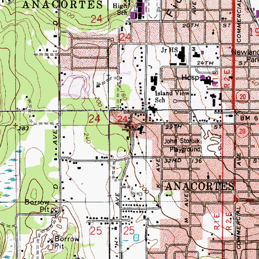 Topographic Map of First Assembly of God Church, WA