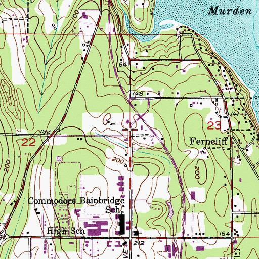 Topographic Map of Bainbridge First Baptist Church, WA