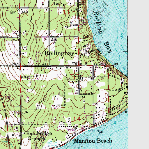 Topographic Map of Rolling Bay Presbyterian Church, WA