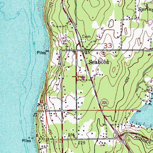 Topographic Map of Seabold United Methodist Church, WA