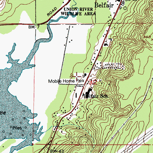 Topographic Map of Belfair Assembly of God Church, WA