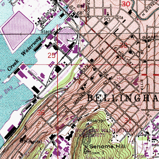 Topographic Map of Central Lutheran Church, WA