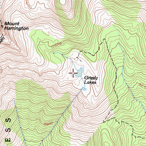 Topographic Map of Grizzly Lakes, CA