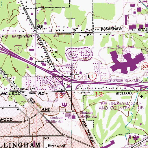 Topographic Map of Sterling Drive Church of Christ, WA