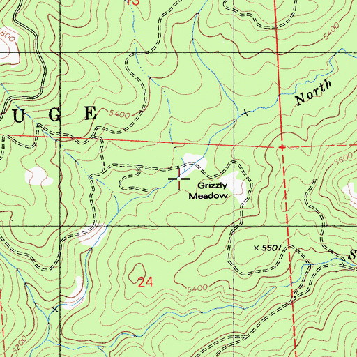 Topographic Map of Grizzly Meadow, CA