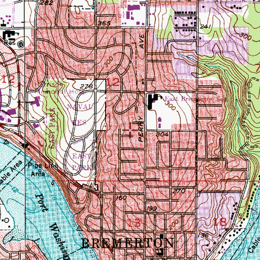 Topographic Map of Bremerton Korean Presbyterian Church, WA