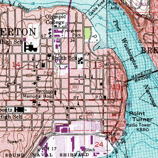 Topographic Map of Ebenezer African Methodist Episcopal Church, WA