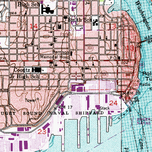Topographic Map of First Church of Christ Scientist, WA