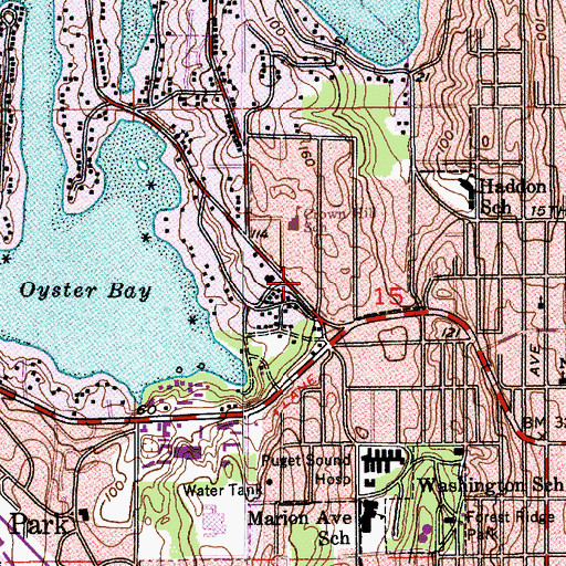 Topographic Map of First United Methodist Church, WA