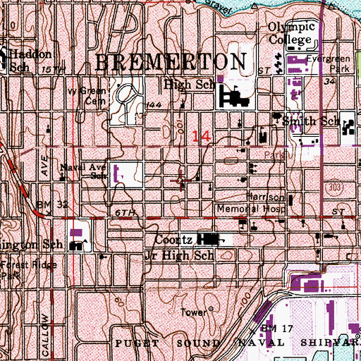 Topographic Map of Iglesia Ni Cristo, WA