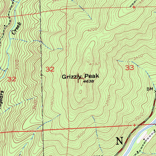 Topographic Map of Grizzly Peak, CA
