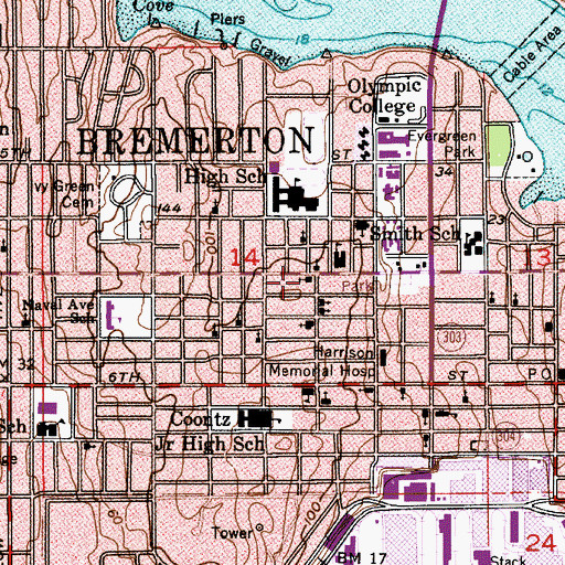 Topographic Map of Our Saviour's Lutheran Church, WA