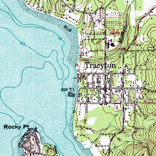 Topographic Map of Tracyton United Methodist Church, WA